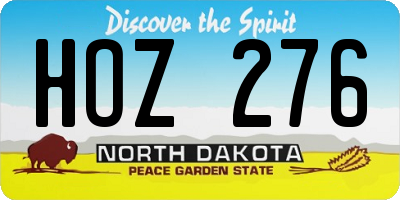 ND license plate HOZ276
