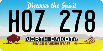 ND license plate HOZ278