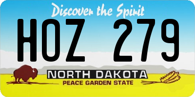 ND license plate HOZ279