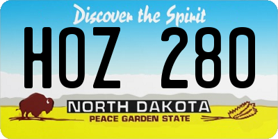 ND license plate HOZ280