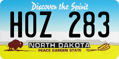 ND license plate HOZ283