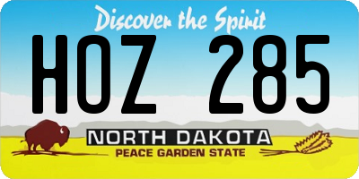 ND license plate HOZ285