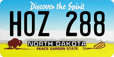 ND license plate HOZ288