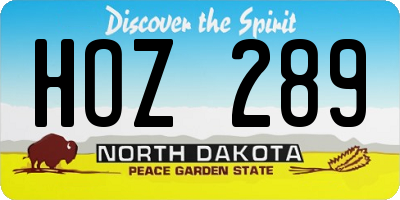 ND license plate HOZ289