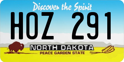 ND license plate HOZ291