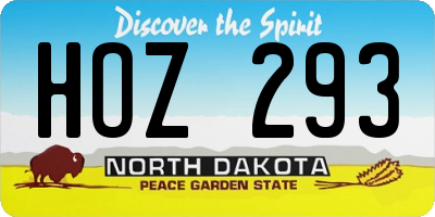 ND license plate HOZ293