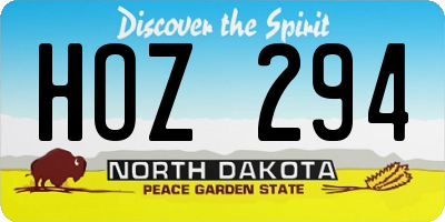 ND license plate HOZ294