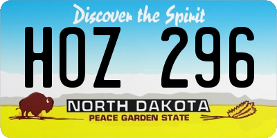 ND license plate HOZ296