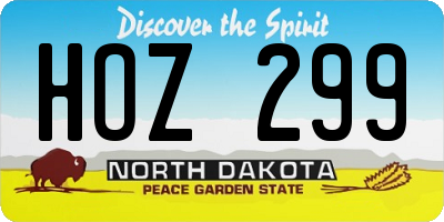 ND license plate HOZ299
