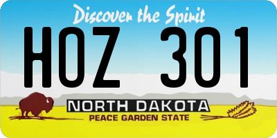 ND license plate HOZ301