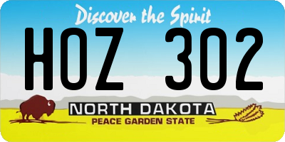 ND license plate HOZ302