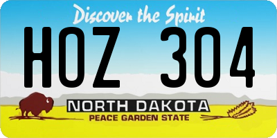 ND license plate HOZ304