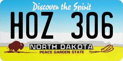 ND license plate HOZ306