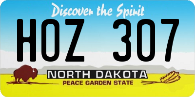 ND license plate HOZ307
