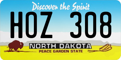ND license plate HOZ308