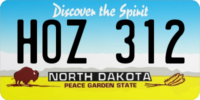 ND license plate HOZ312