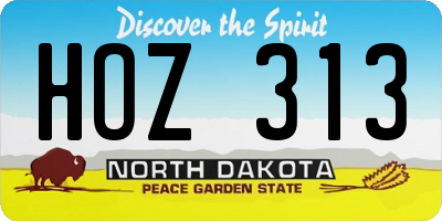 ND license plate HOZ313
