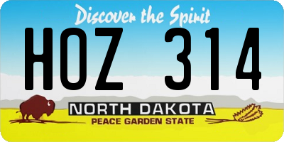 ND license plate HOZ314