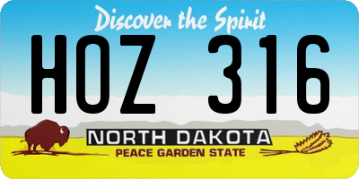 ND license plate HOZ316