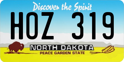 ND license plate HOZ319