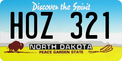 ND license plate HOZ321