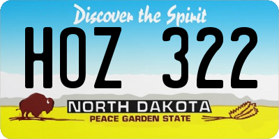 ND license plate HOZ322