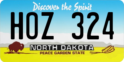 ND license plate HOZ324