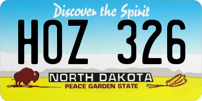 ND license plate HOZ326