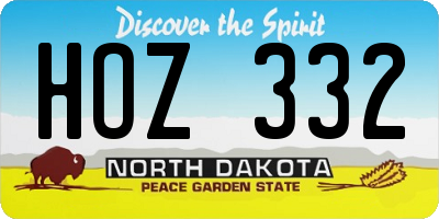 ND license plate HOZ332