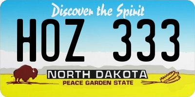 ND license plate HOZ333