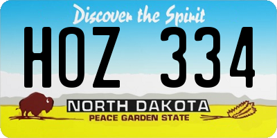 ND license plate HOZ334