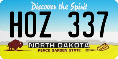 ND license plate HOZ337