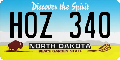 ND license plate HOZ340