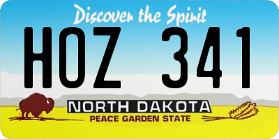 ND license plate HOZ341