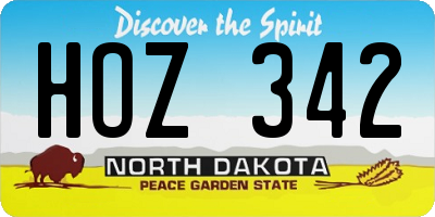 ND license plate HOZ342