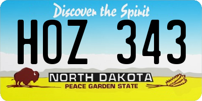 ND license plate HOZ343