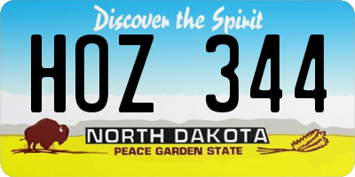 ND license plate HOZ344