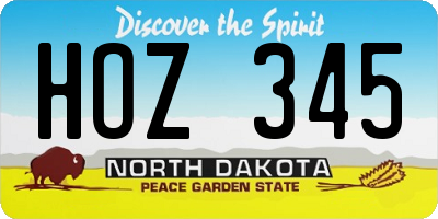 ND license plate HOZ345