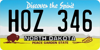 ND license plate HOZ346