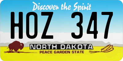 ND license plate HOZ347