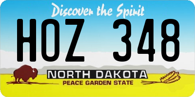 ND license plate HOZ348