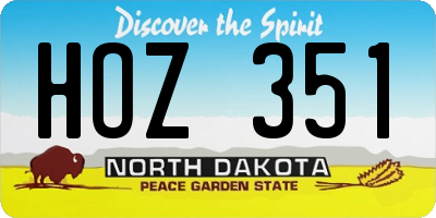 ND license plate HOZ351