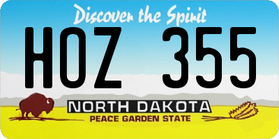 ND license plate HOZ355