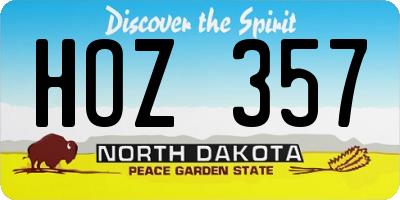 ND license plate HOZ357
