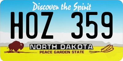 ND license plate HOZ359