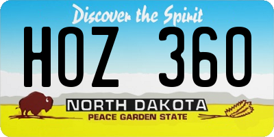 ND license plate HOZ360