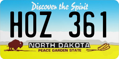 ND license plate HOZ361