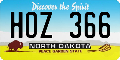ND license plate HOZ366