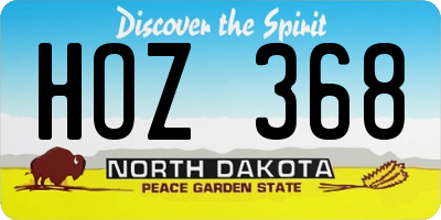 ND license plate HOZ368