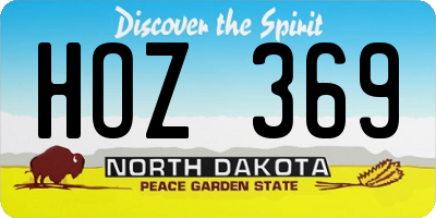 ND license plate HOZ369